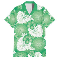Green Aloha Hawaii Family Matching Off Shoulder Maxi Dress and Hawaiian Shirt Monstera Hibiscus Plumeria Seamless Vibes - Polynesian Pride