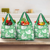 Green Aloha Hawaii Grocery Bag Monstera Hibiscus Plumeria Seamless Vibes - Polynesian Pride