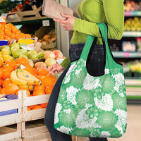 Green Aloha Hawaii Grocery Bag Monstera Hibiscus Plumeria Seamless Vibes - Polynesian Pride