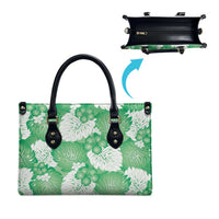 Green Aloha Hawaii Leather Bag Monstera Hibiscus Plumeria Seamless Vibes - Polynesian Pride