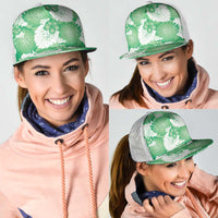 Green Aloha Hawaii Mesh Trucker Cap Monstera Hibiscus Plumeria Seamless Vibes - Polynesian Pride