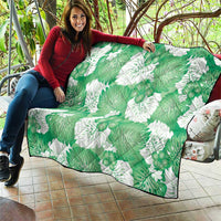 Green Aloha Hawaii Quilt Monstera Hibiscus Plumeria Seamless Vibes - Polynesian Pride