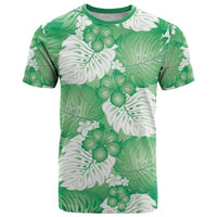 Green Aloha Hawaii T Shirt Monstera Hibiscus Plumeria Seamless Vibes - Polynesian Pride