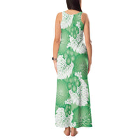 Green Aloha Hawaii Tank Maxi Dress Monstera Hibiscus Plumeria Seamless Vibes - Polynesian Pride