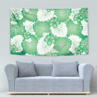 Green Aloha Hawaii Tapestry Monstera Hibiscus Plumeria Seamless Vibes - Polynesian Pride