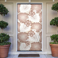 Mocha Mousse Aloha Hawaii Door Cover Monstera Hibiscus Plumeria Seamless Vibes - Polynesian Pride