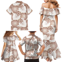 Mocha Mousse Aloha Hawaii Family Matching Mermaid Dress and Hawaiian Shirt Monstera Hibiscus Plumeria Seamless Vibes - Polynesian Pride