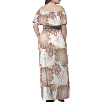 Mocha Mousse Aloha Hawaii Family Matching Off Shoulder Maxi Dress and Hawaiian Shirt Monstera Hibiscus Plumeria Seamless Vibes - Polynesian Pride
