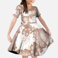 Mocha Mousse Aloha Hawaii Family Matching Summer Maxi Dress and Hawaiian Shirt Monstera Hibiscus Plumeria Seamless Vibes - Polynesian Pride