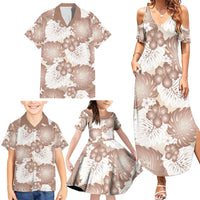 Mocha Mousse Aloha Hawaii Family Matching Summer Maxi Dress and Hawaiian Shirt Monstera Hibiscus Plumeria Seamless Vibes - Polynesian Pride