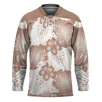 Mocha Mousse Aloha Hawaii Hockey Jersey Monstera Hibiscus Plumeria Seamless Vibes - Polynesian Pride