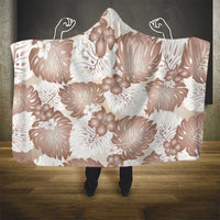 Mocha Mousse Aloha Hawaii Hooded Blanket Monstera Hibiscus Plumeria Seamless Vibes - Polynesian Pride