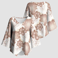 Mocha Mousse Aloha Hawaii Kimono Sleeve Blouse Monstera Hibiscus Plumeria Seamless Vibes - Polynesian Pride