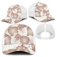 Mocha Mousse Aloha Hawaii Mesh Trucker Cap Monstera Hibiscus Plumeria Seamless Vibes - Polynesian Pride