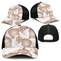 Mocha Mousse Aloha Hawaii Mesh Trucker Cap Monstera Hibiscus Plumeria Seamless Vibes - Polynesian Pride