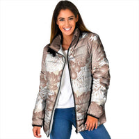 Mocha Mousse Aloha Hawaii Padded Jacket Monstera Hibiscus Plumeria Seamless Vibes - Polynesian Pride