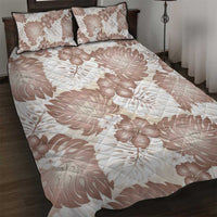 Mocha Mousse Aloha Hawaii Quilt Bed Set Monstera Hibiscus Plumeria Seamless Vibes - Polynesian Pride