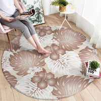 Mocha Mousse Aloha Hawaii Round Carpet Monstera Hibiscus Plumeria Seamless Vibes - Polynesian Pride