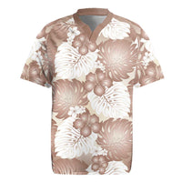 Mocha Mousse Aloha Hawaii Rugby Jersey Monstera Hibiscus Plumeria Seamless Vibes - Polynesian Pride