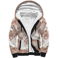 Mocha Mousse Aloha Hawaii Sherpa Hoodie Monstera Hibiscus Plumeria Seamless Vibes - Polynesian Pride