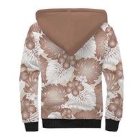 Mocha Mousse Aloha Hawaii Sherpa Hoodie Monstera Hibiscus Plumeria Seamless Vibes - Polynesian Pride