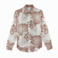 Mocha Mousse Aloha Hawaii Women Casual Shirt Monstera Hibiscus Plumeria Seamless Vibes - Polynesian Pride