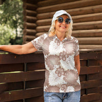 Mocha Mousse Aloha Hawaii Women Polo Shirt Monstera Hibiscus Plumeria Seamless Vibes - Polynesian Pride