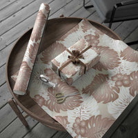 Mocha Mousse Aloha Hawaii Wrapping Paper Monstera Hibiscus Plumeria Seamless Vibes - Polynesian Pride
