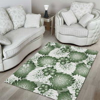 Sage Green Aloha Hawaii Area Rug Monstera Hibiscus Plumeria Seamless Vibes - Polynesian Pride