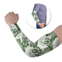 Sage Green Aloha Hawaii Arm Sleeves Monstera Hibiscus Plumeria Seamless Vibes - Polynesian Pride