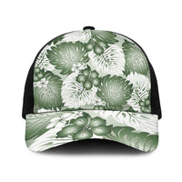 Sage Green Aloha Hawaii Baseball Net Cap Monstera Hibiscus Plumeria Seamless Vibes - Polynesian Pride