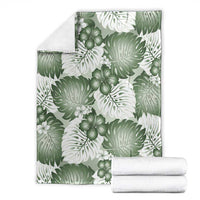 Sage Green Aloha Hawaii Blanket Monstera Hibiscus Plumeria Seamless Vibes - Polynesian Pride