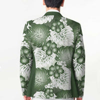 Sage Green Aloha Hawaii Blazer Monstera Hibiscus Plumeria Seamless Vibes - Polynesian Pride