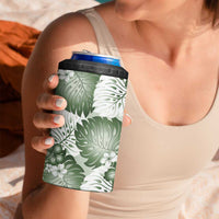 Sage Green Aloha Hawaii 4 in 1 Can Cooler Tumbler Monstera Hibiscus Plumeria Seamless Vibes - Polynesian Pride