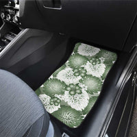 Sage Green Aloha Hawaii Car Mats Monstera Hibiscus Plumeria Seamless Vibes - Polynesian Pride