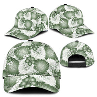 Sage Green Aloha Hawaii Classic Cap Monstera Hibiscus Plumeria Seamless Vibes - Polynesian Pride
