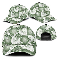 Sage Green Aloha Hawaii Classic Cap Monstera Hibiscus Plumeria Seamless Vibes - Polynesian Pride