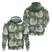 Sage Green Aloha Hawaii Hoodie Monstera Hibiscus Plumeria Seamless Vibes - Polynesian Pride