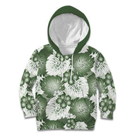 Sage Green Aloha Hawaii Kid Hoodie Monstera Hibiscus Plumeria Seamless Vibes - Polynesian Pride