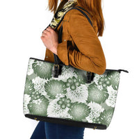 Sage Green Aloha Hawaii Leather Tote Bag Monstera Hibiscus Plumeria Seamless Vibes - Polynesian Pride