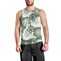 Sage Green Aloha Hawaii Men Tank Top Monstera Hibiscus Plumeria Seamless Vibes - Polynesian Pride