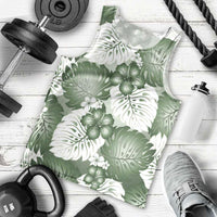 Sage Green Aloha Hawaii Men Tank Top Monstera Hibiscus Plumeria Seamless Vibes - Polynesian Pride