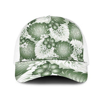 Sage Green Aloha Hawaii Mesh Trucker Cap Monstera Hibiscus Plumeria Seamless Vibes - Polynesian Pride