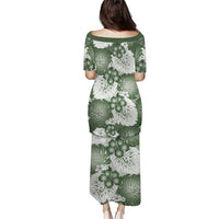 Sage Green Aloha Hawaii Puletasi Monstera Hibiscus Plumeria Seamless Vibes - Polynesian Pride