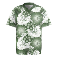 Sage Green Aloha Hawaii Rugby Jersey Monstera Hibiscus Plumeria Seamless Vibes - Polynesian Pride