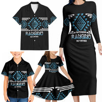 Aotearoa Atua Ranginui Personalised Family Matching Long Sleeve Bodycon Dress and Hawaiian Shirt Maori Sky Father Taniko Motifs LT14 - Polynesian Pride