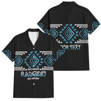 Aotearoa Atua Ranginui Personalised Family Matching Long Sleeve Bodycon Dress and Hawaiian Shirt Maori Sky Father Taniko Motifs LT14 Dad's Shirt - Short Sleeve Blue - Polynesian Pride