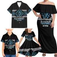 Aotearoa Atua Ranginui Personalised Family Matching Off Shoulder Maxi Dress and Hawaiian Shirt Maori Sky Father Taniko Motifs LT14 - Polynesian Pride