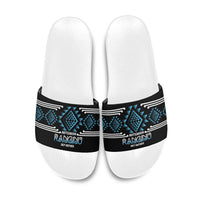 Aotearoa Atua Ranginui Slide Sandals Maori Sky Father Taniko Motifs LT14 Blue - Polynesian Pride