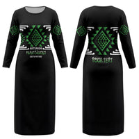 Aotearoa Atua Papatuanuku Personalised Couples Matching Long Sleeve Bodycon Dress and Long Sleeve Button Shirt Maori Earth Mother Taniko Motifs LT14 - Polynesian Pride